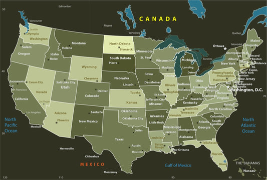 Fototapete Nr. 3509 - Map - The States of the USA